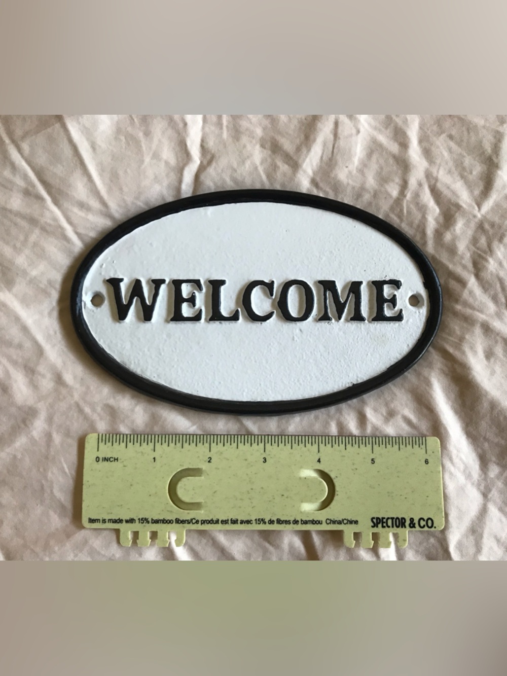Pottery Barn Black and White Oval Welcome Plaque